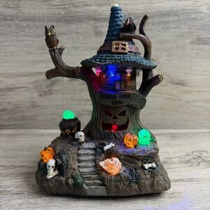 Lemax Pumpkin Hollow Spooky Town Lighted Haunted Tree House Witch Way Inn